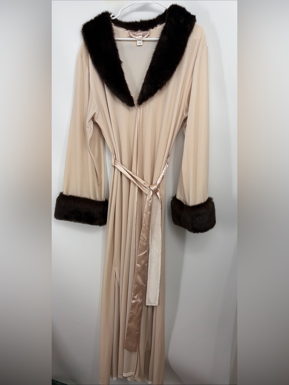 Jacalyn Bennett Long Robe Large Velour Removable Fur Collar, Side  Slits